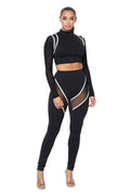2 PC Spandex Cropped Jacket Legging Set {Sleeves are See Thru}