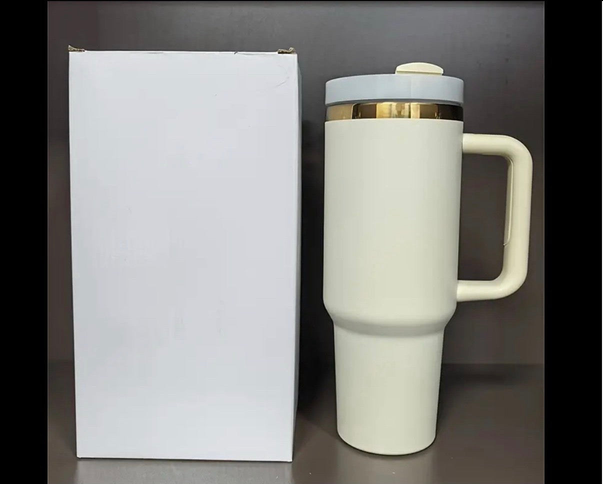Creme and Gold Laser Engraved Tumbler Set - Luxe Bundle