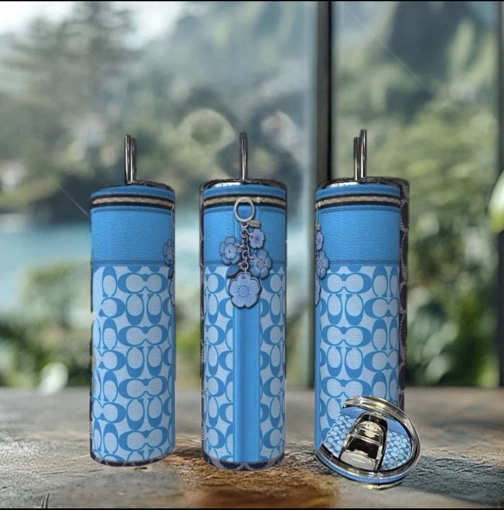 Blue Charmed Tumbler with Matching Lid - Luxe Bundle