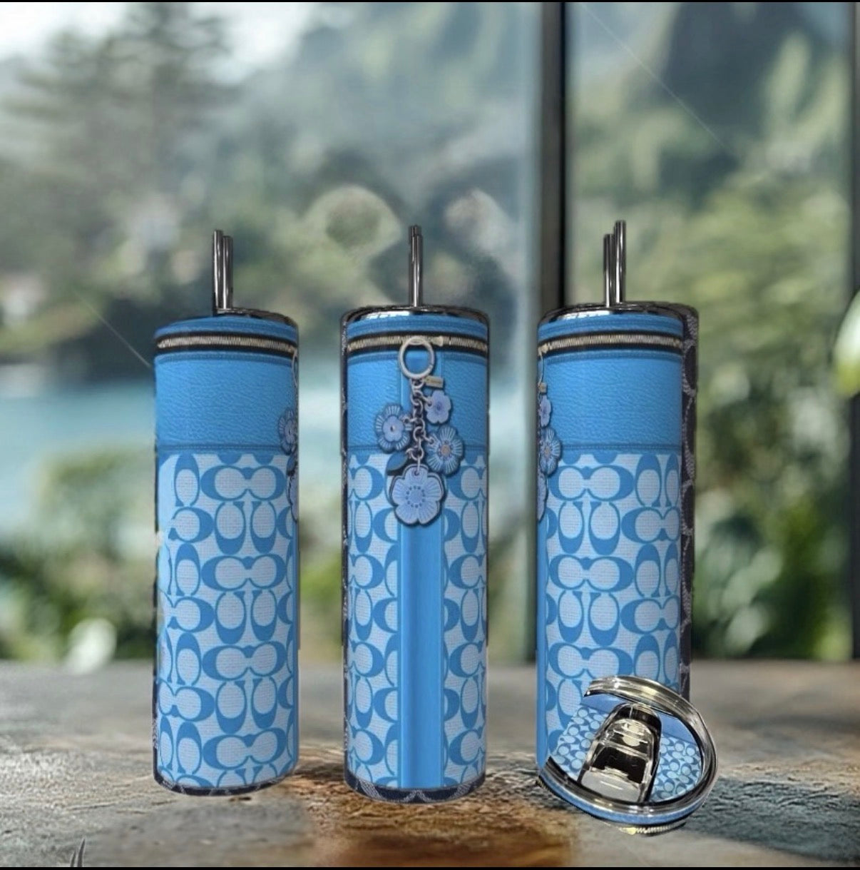 Blue Charmed Tumbler with Matching Lid - Luxe Bundle