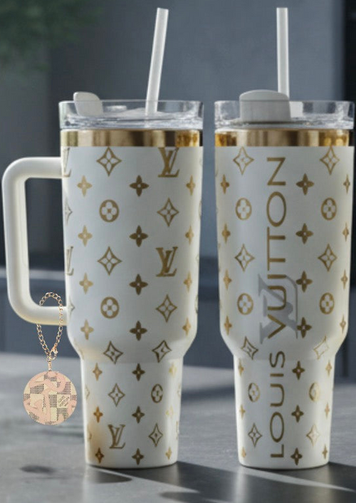 Creme and Gold Laser Engraved Tumbler Set - Luxe Bundle