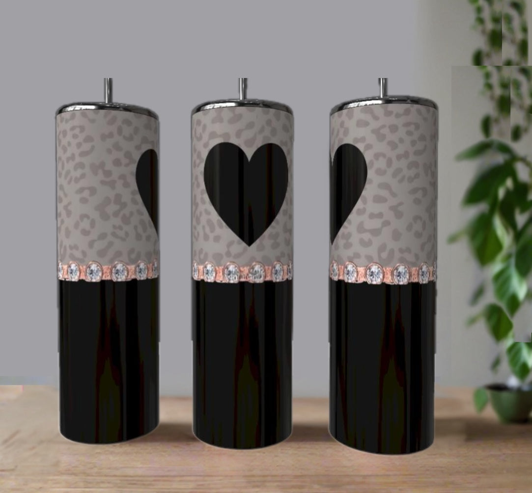 Heart Rhinestone 20oz Skinny Tumbler
