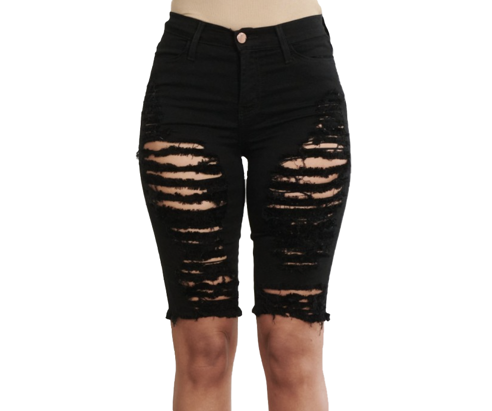 {{P1719}} Distressed Bermuda Shorts - {2 Colors Available}